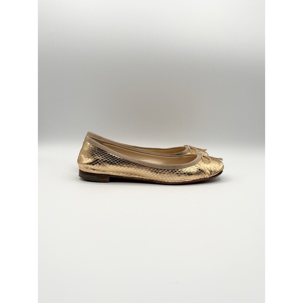 Christian Louboutin Gold Leather Square Toe Rosella Ballet Flats Size EU 36.5 - Picture 3 of 15